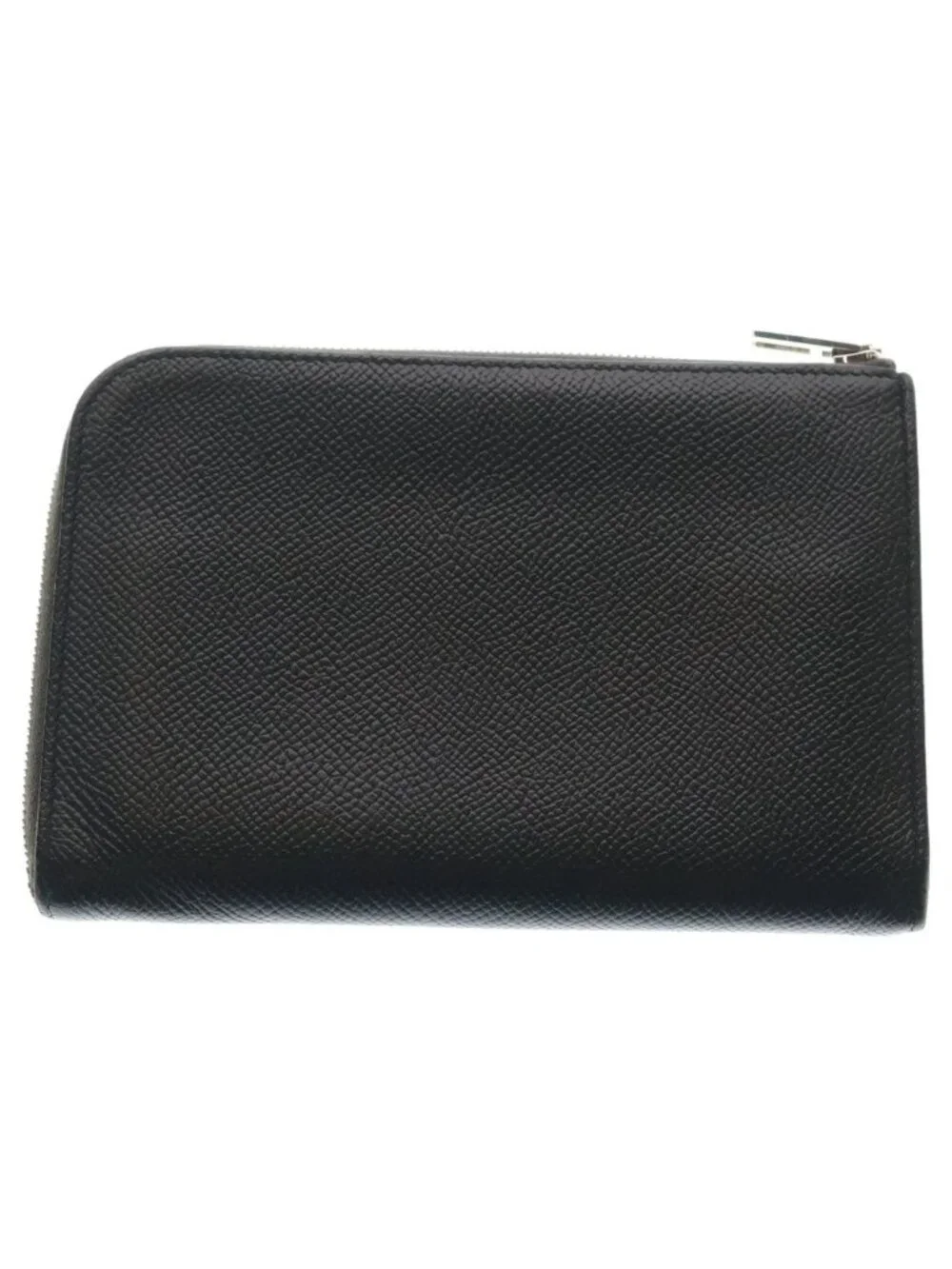 Hermes Remix Duo Silver Round Zip Wallet Black